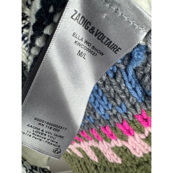 Zadig & Voltaire Ella Cardigan Jacket Fringe Enjoy Today Size M L NWT - Picture 12 of 12